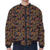 Vintage Monarch Butterfly Pattern Print Zip Sleeve Bomber Jacket