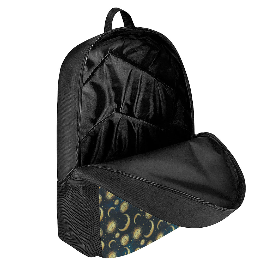 Vintage Moon And Sun Pattern Print 17 Inch Backpack