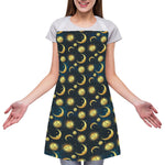 Vintage Moon And Sun Pattern Print Adjustable Apron