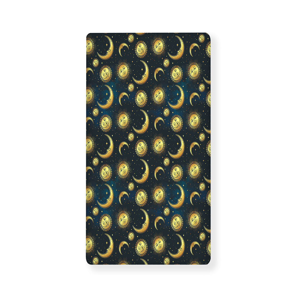 Vintage Moon And Sun Pattern Print Baby Crib Sheet