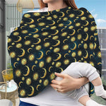 Vintage Moon And Sun Pattern Print Baby Seat Cover