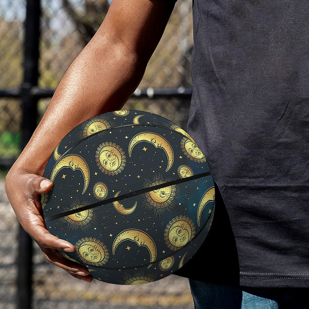 Vintage Moon And Sun Pattern Print Basketball