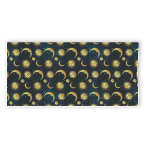 Vintage Moon And Sun Pattern Print Beach Towel