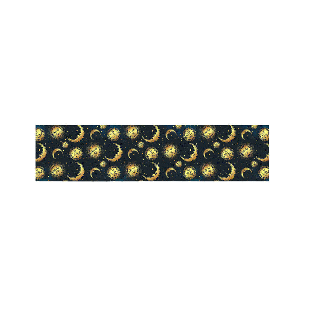 Vintage Moon And Sun Pattern Print Bed Runner