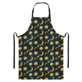 Vintage Moon And Sun Pattern Print Bib Apron With Pocket
