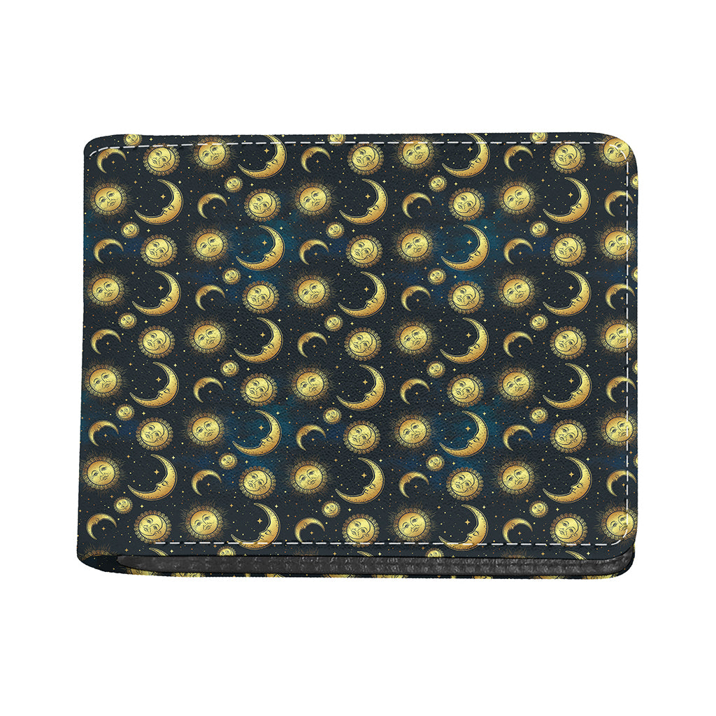 Vintage Moon And Sun Pattern Print Bifold Wallet