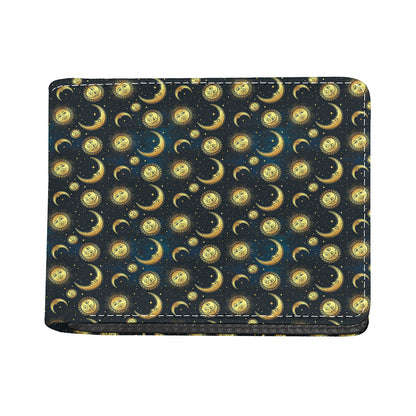 Vintage Moon And Sun Pattern Print Bifold Wallet