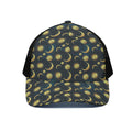 Vintage Moon And Sun Pattern Print Black Mesh Trucker Hat