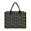 Vintage Moon And Sun Pattern Print Canvas Tote Bag