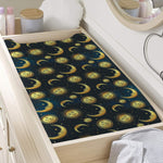 Vintage Moon And Sun Pattern Print Changing Pad Cover