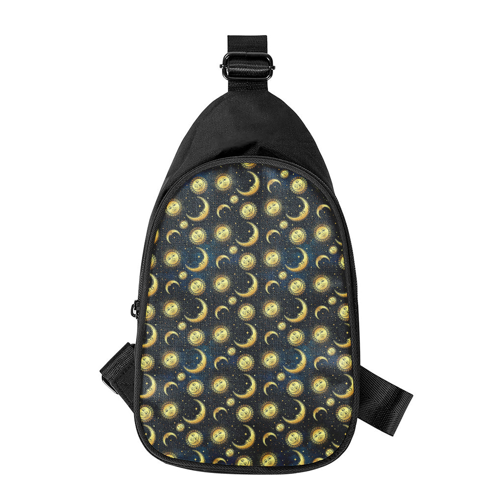 Vintage Moon And Sun Pattern Print Chest Bag