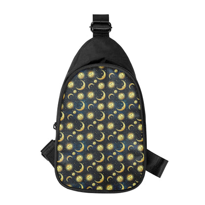Vintage Moon And Sun Pattern Print Chest Bag
