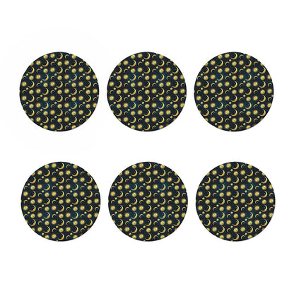 Vintage Moon And Sun Pattern Print Coaster Set