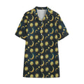 Vintage Moon And Sun Pattern Print Cotton Hawaiian Shirt