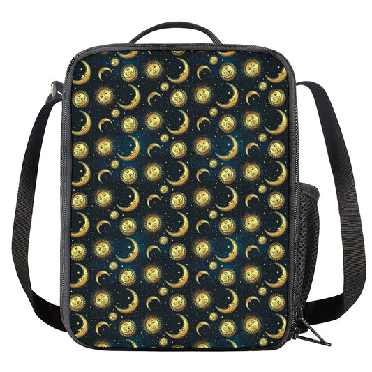Vintage Moon And Sun Pattern Print Crossbody Lunch Bag