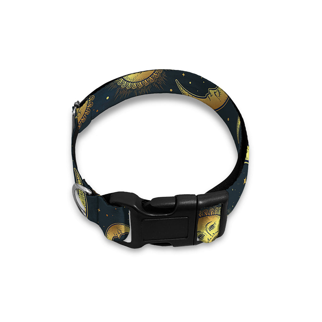 Vintage Moon And Sun Pattern Print Dog Collar
