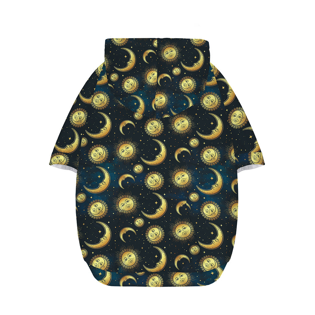 Vintage Moon And Sun Pattern Print Dog Zip Up Hoodie