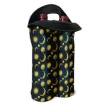 Vintage Moon And Sun Pattern Print Double Neoprene Wine Tote