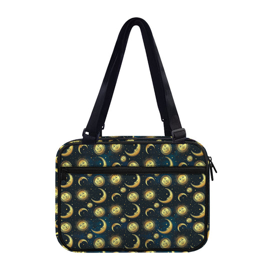 Vintage Moon And Sun Pattern Print Double Strap Bible Bag