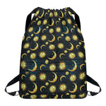 Vintage Moon And Sun Pattern Print Drawstring Backpack