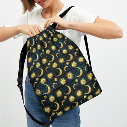 Vintage Moon And Sun Pattern Print Drawstring Backpack
