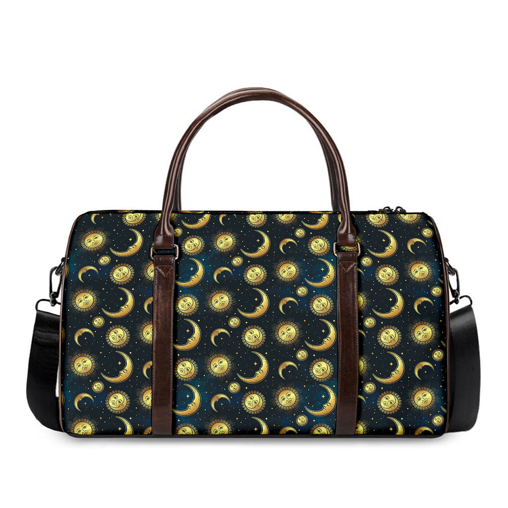 Vintage Moon And Sun Pattern Print Duffle Bag