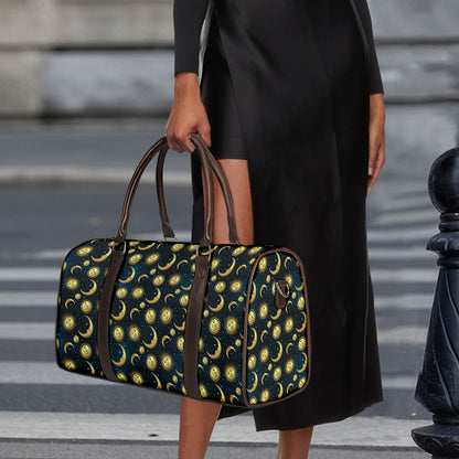 Vintage Moon And Sun Pattern Print Duffle Bag
