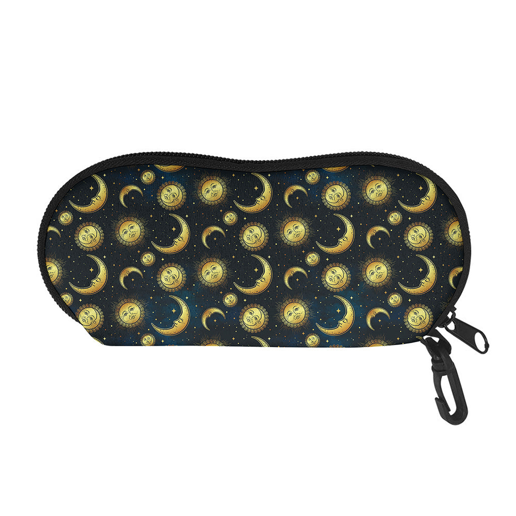 Vintage Moon And Sun Pattern Print Glasses Case