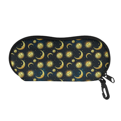 Vintage Moon And Sun Pattern Print Glasses Case
