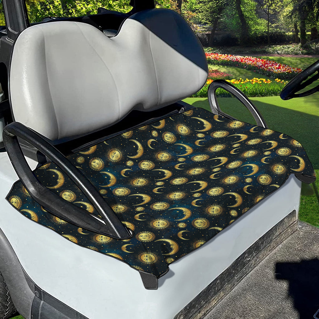 Vintage Moon And Sun Pattern Print Golf Cart Seat Cover