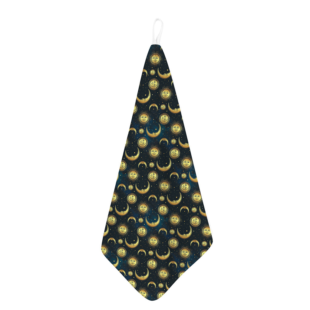 Vintage Moon And Sun Pattern Print Hand Towel