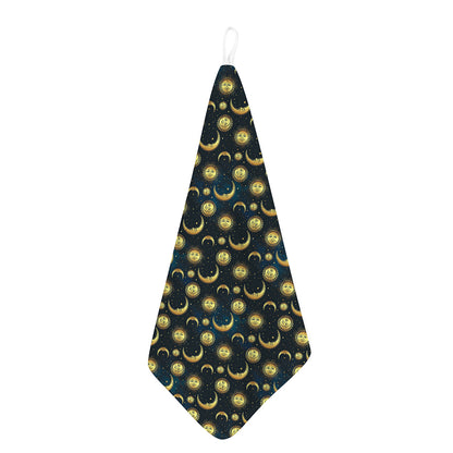 Vintage Moon And Sun Pattern Print Hand Towel