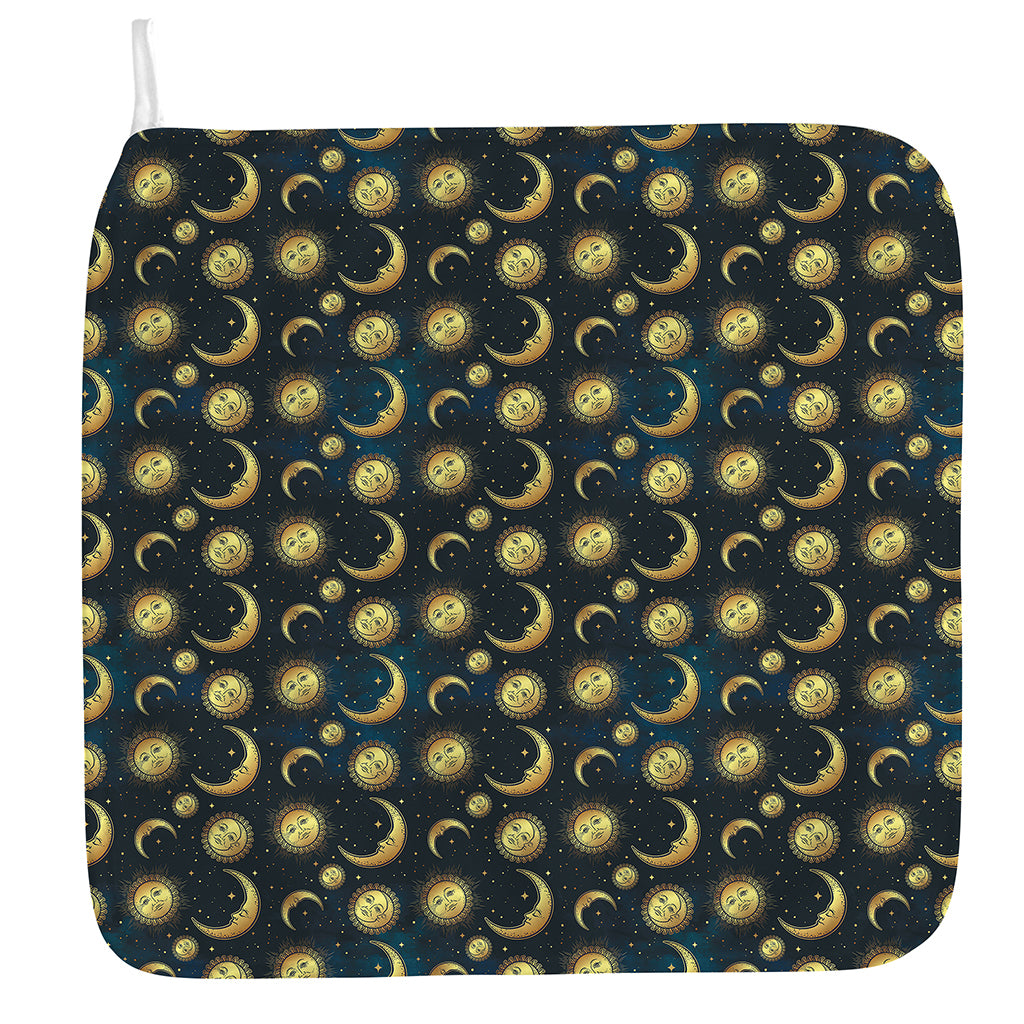 Vintage Moon And Sun Pattern Print Hand Towel