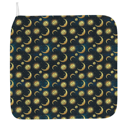 Vintage Moon And Sun Pattern Print Hand Towel