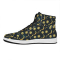 Vintage Moon And Sun Pattern Print High Top Leather Sneakers