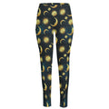 Vintage Moon And Sun Pattern Print High-Waisted Pocket Leggings