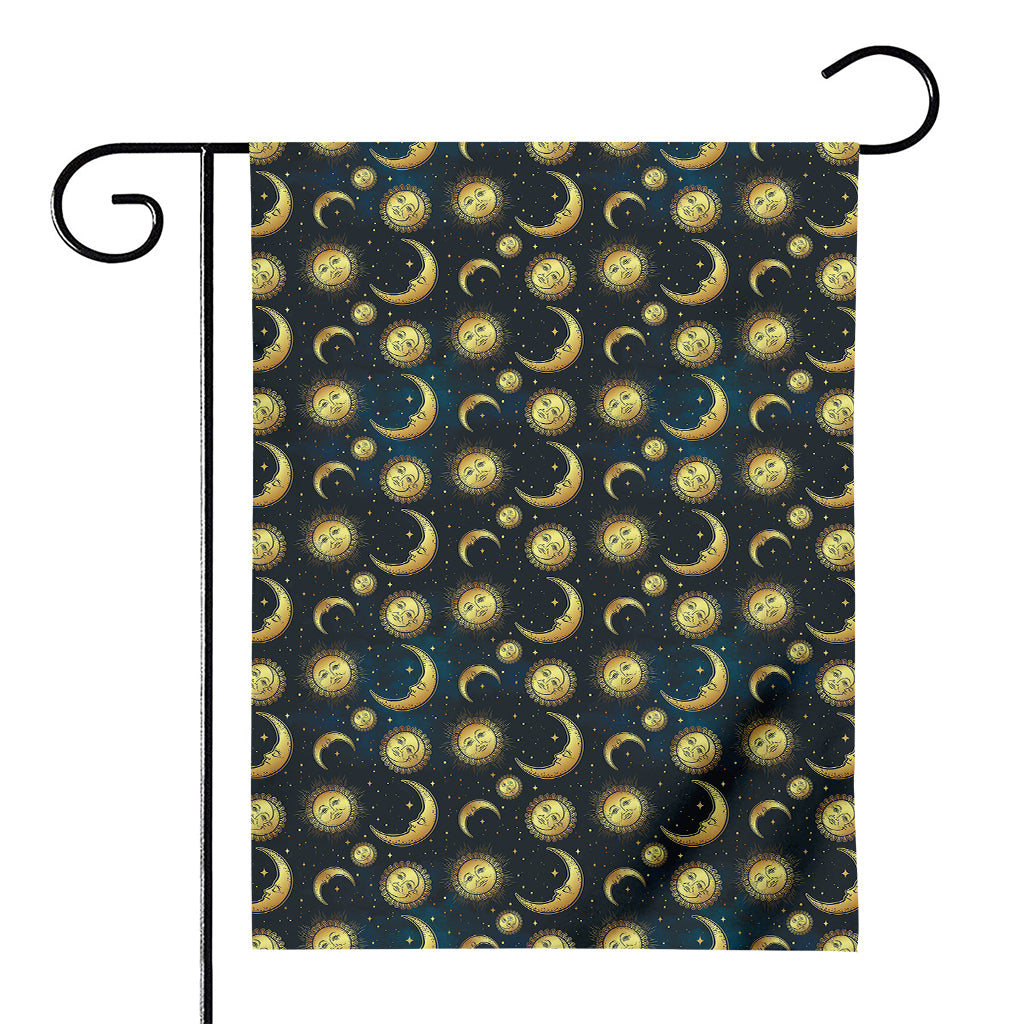 Vintage Moon And Sun Pattern Print House Flag