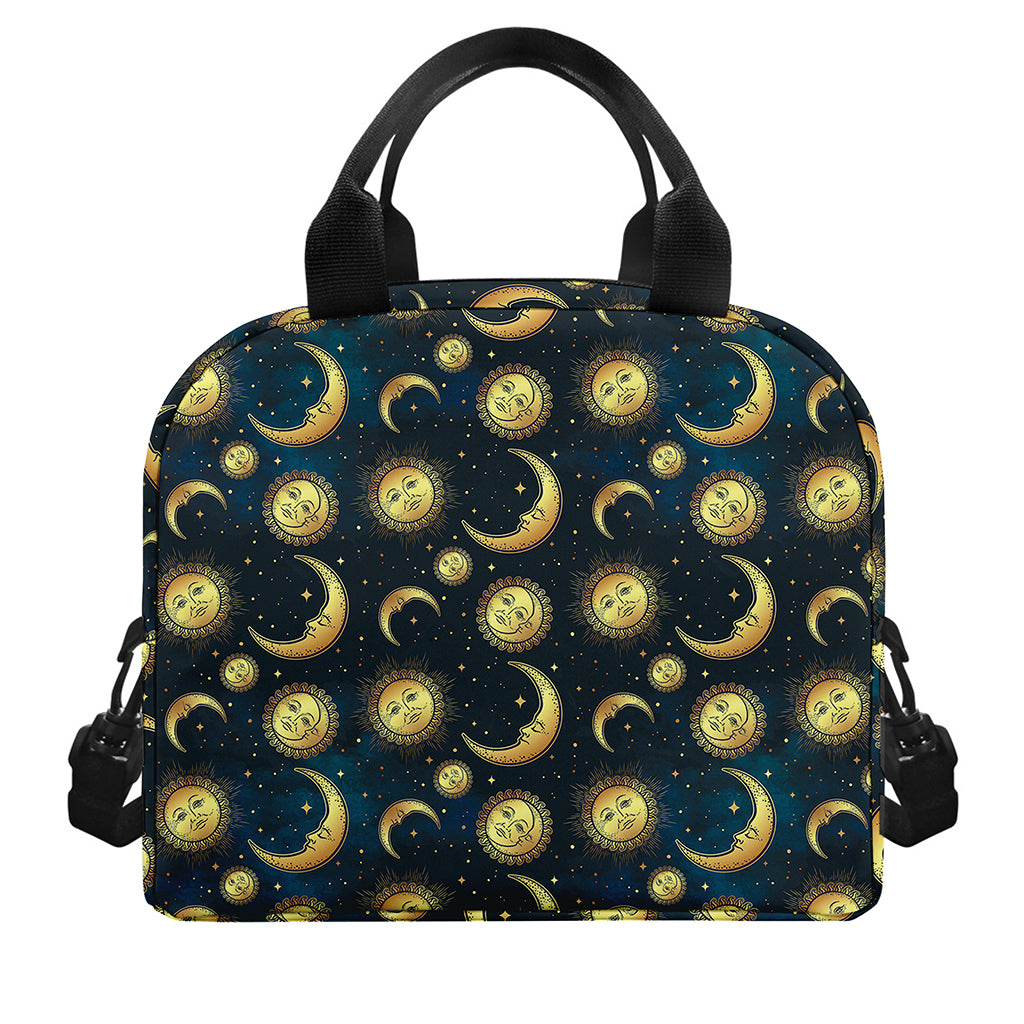 Vintage Moon And Sun Pattern Print Insulated Lunch Bag