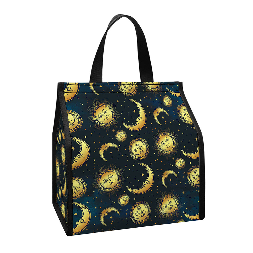 Vintage Moon And Sun Pattern Print Insulated Lunch Tote