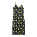 Vintage Moon And Sun Pattern Print Jersey Midi Cami Dress
