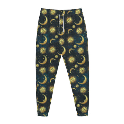 Vintage Moon And Sun Pattern Print Jogger Pants