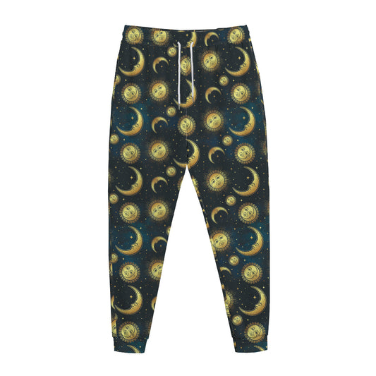 Vintage Moon And Sun Pattern Print Jogger Pants