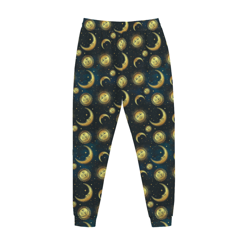 Vintage Moon And Sun Pattern Print Jogger Pants