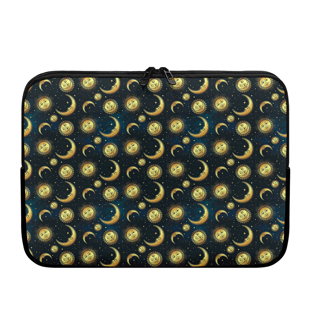 Vintage Moon And Sun Pattern Print Laptop Sleeve