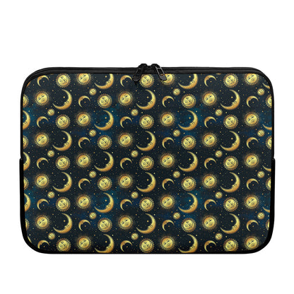 Vintage Moon And Sun Pattern Print Laptop Sleeve