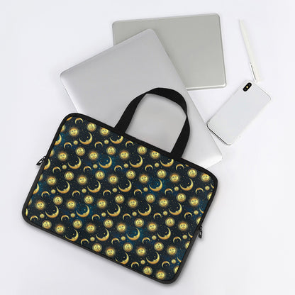 Vintage Moon And Sun Pattern Print Laptop Sleeve With Handle