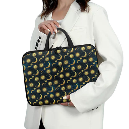 Vintage Moon And Sun Pattern Print Laptop Sleeve With Handle
