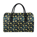 Vintage Moon And Sun Pattern Print Leather Duffel Bag