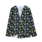 Vintage Moon And Sun Pattern Print Long Sleeve Short Coat