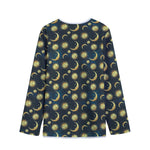 Vintage Moon And Sun Pattern Print Long Sleeve Short Coat